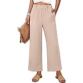 ANRABESS Womens Wide Leg Pants Summer Lounge Elastic Waist Palazzo Pants Lightweight Beach Vacation Trousers with Pockets