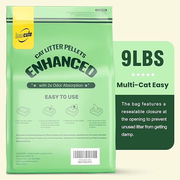 ENHANCED CAT LITTER PELLETS 9 LBS, LONG-LASTING ODOR CONTROL, GENERIC LITTER PELLETS REFILLS EXCLUSIVELY FOR DUAL-LAYER LITTER BOX SYSTEMS, ZEOLITE, NON-CLIMPING, NOT LOW-TRACKING