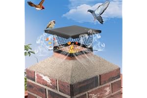 QNEMAEI Chimney Cap Stainless Steel (9"×9")，Single Bolt Chimney Fireplace Cover，Chimney Flue Cover to Fit On Existing Flue Tiles，With Netting and Cover Panels for Protection From Birds, Debris, Rain and Snow