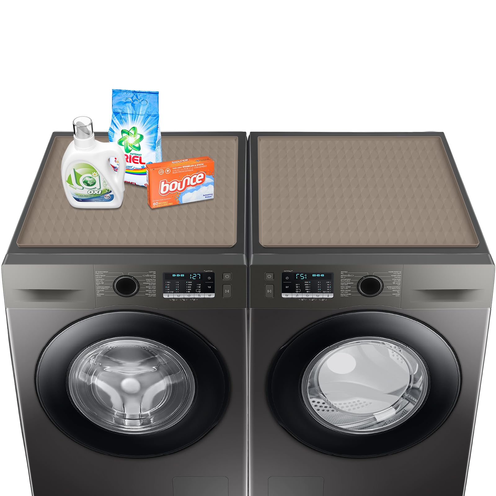 Photo 1 of 2 PCS Washer and Dryer Covers for the Top, 23.6'' x 19.7'' Silicone Rubber Mat for Laudry Machine & Dryer,Non-slip Heavy Duty Waterproof Washable Top Protector Mat Pad for Laundry & Kitchen,Apricot