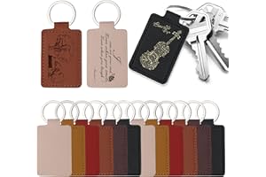 Tikjiua 15 Pcs PU Leather Keychain, 6 Colors Rectangular Leather Key Fob Kit, Laser Engraving Key Fob for Stamping Craft, Leather Keychain Blanks Making