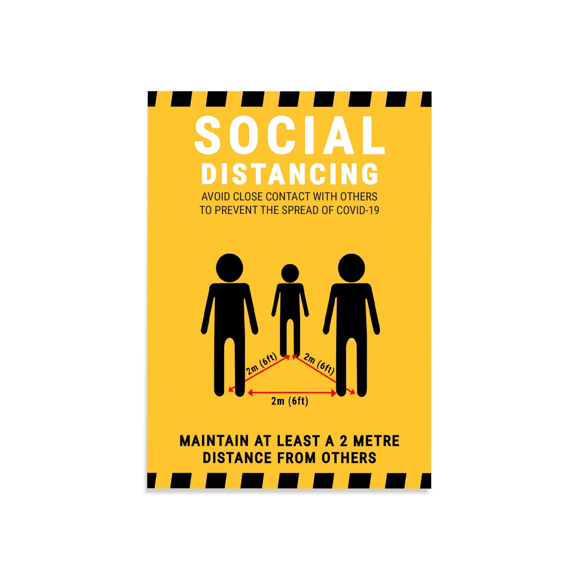 Yellow Social Distancing Magnetic Sign to Ensure Staff and Customers are Safe and Aware of Hygiene Measures to Prevent the Spread of Germs — image 1