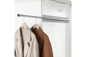 BUDOME Valet Rod for Closet Pull Out, 12 Inch Stainless Steel Closet Valet Rod Slide Out, Easy DIY Installation with Hardware