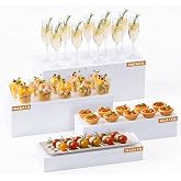 Leinuosen 4 Pcs Extra Large Buffet Risers , White, 13''13''14''15'' | Clear Acrylic Rectangle Food Display, Hollow Bottom Box,Catering Stand, Wedding Dessert Table, Setup Brunch Party Decor