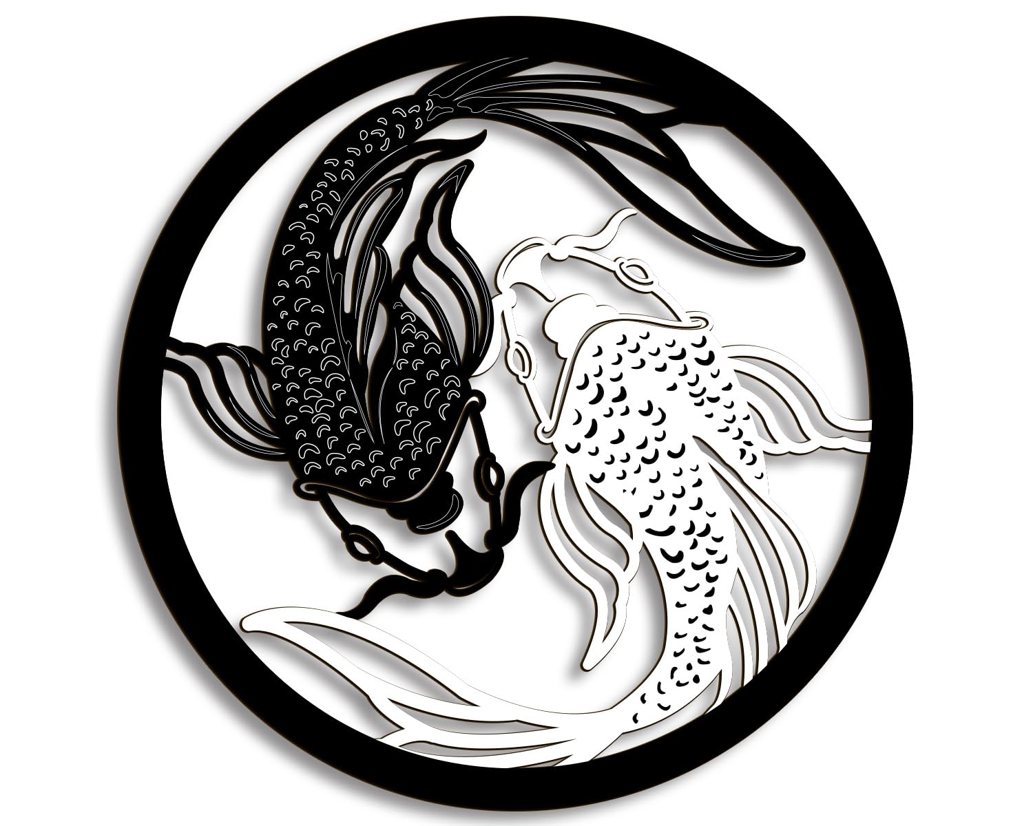 Photo 1 of Creoate Home Decor Wall Art Wooden Koi Fish, Black and White Yin Yang Themed Zen Wall Mount Plaque Decor for Yoga Room Bathroom Living Room Farmhouse, 12x12 inches