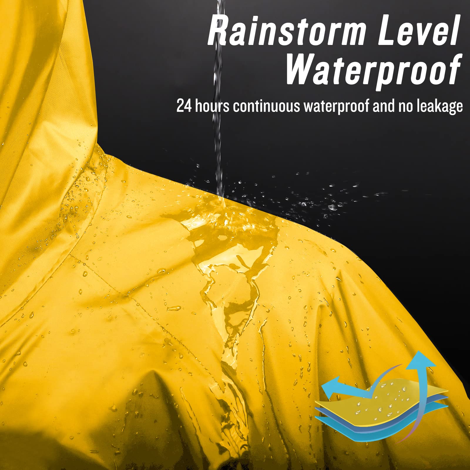 SaphiRose Mens Long Hooded Safety Rain Jacket Waterproof Emergency Raincoat Poncho