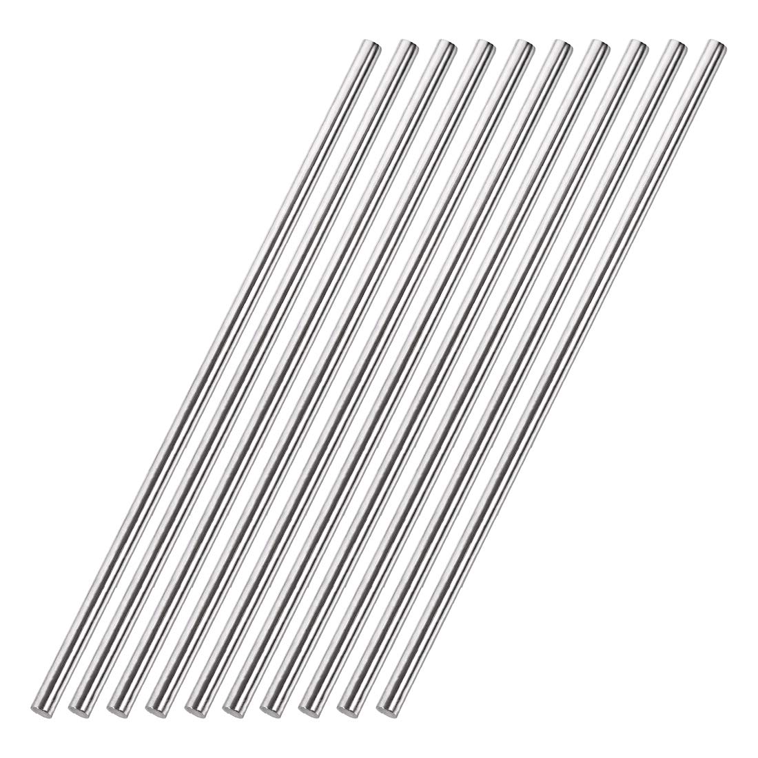 sourcing map 5mm x 300mm 304 Stainless Steel Solid Round Rod for DIY Craft - 10pcs, Silver Tone