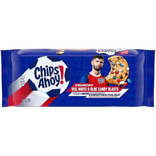 CHIPS AHOY! Crunchy Red, White, and Blue Candy Blasts Fudgy Chocolate Chip Cookies, Limited Editi...