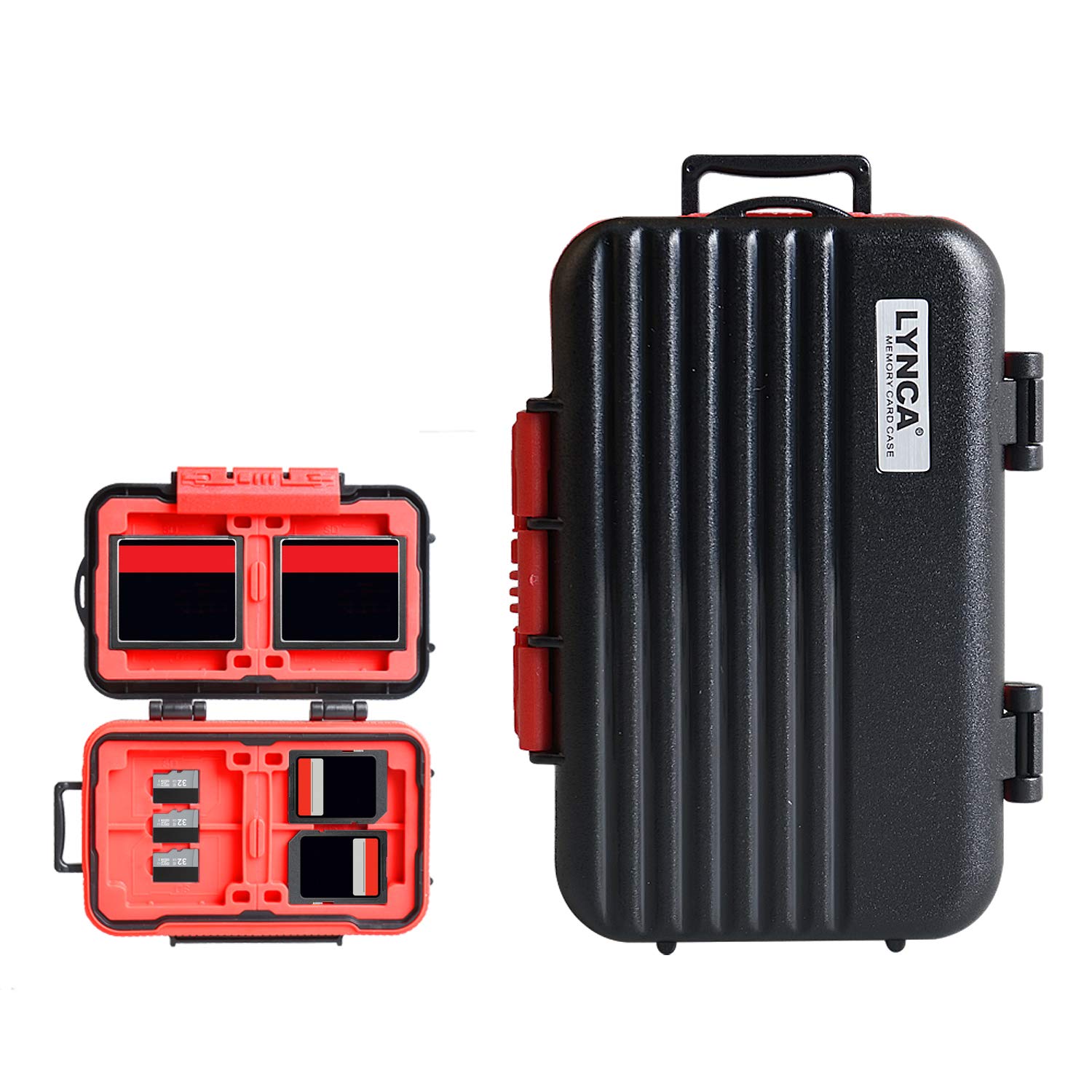 LYNCA Memory Card Case Holder, Memory Card Hard Protector Case Professional Water-Resistant Anti-Shock Compact Camera Card Hard Storage Box for 8 SD Cards 4 CF Cards 12 Micro SD/TF Cards (Black)