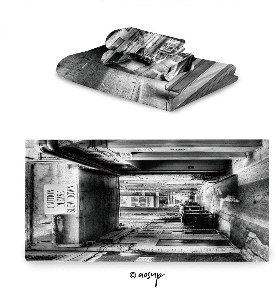 Homenon Premium Ultra Soft 3 Piece Towel Set Caution Please Slow Sign on Passage Town Old Fashion Urban District Included Bath Towel Hand Towel Facial Towel