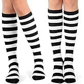 Tatuo Women's Long Striped Socks over Knee Thigh High Stocking Tight for Mardi Gras St. Patrick's Day Irish Socks