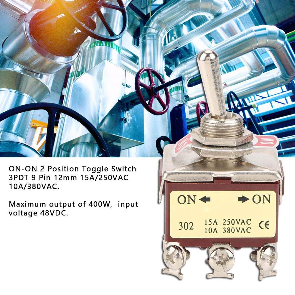 2 Position Toggle Spring 2 Position Toggle Switch ON-ON 2 Position Toggle Switch 3PDT 9 Pin 12mm ...