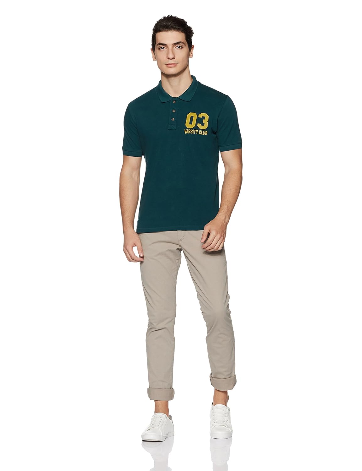 symbol amazon brand men's plain regular fit polo