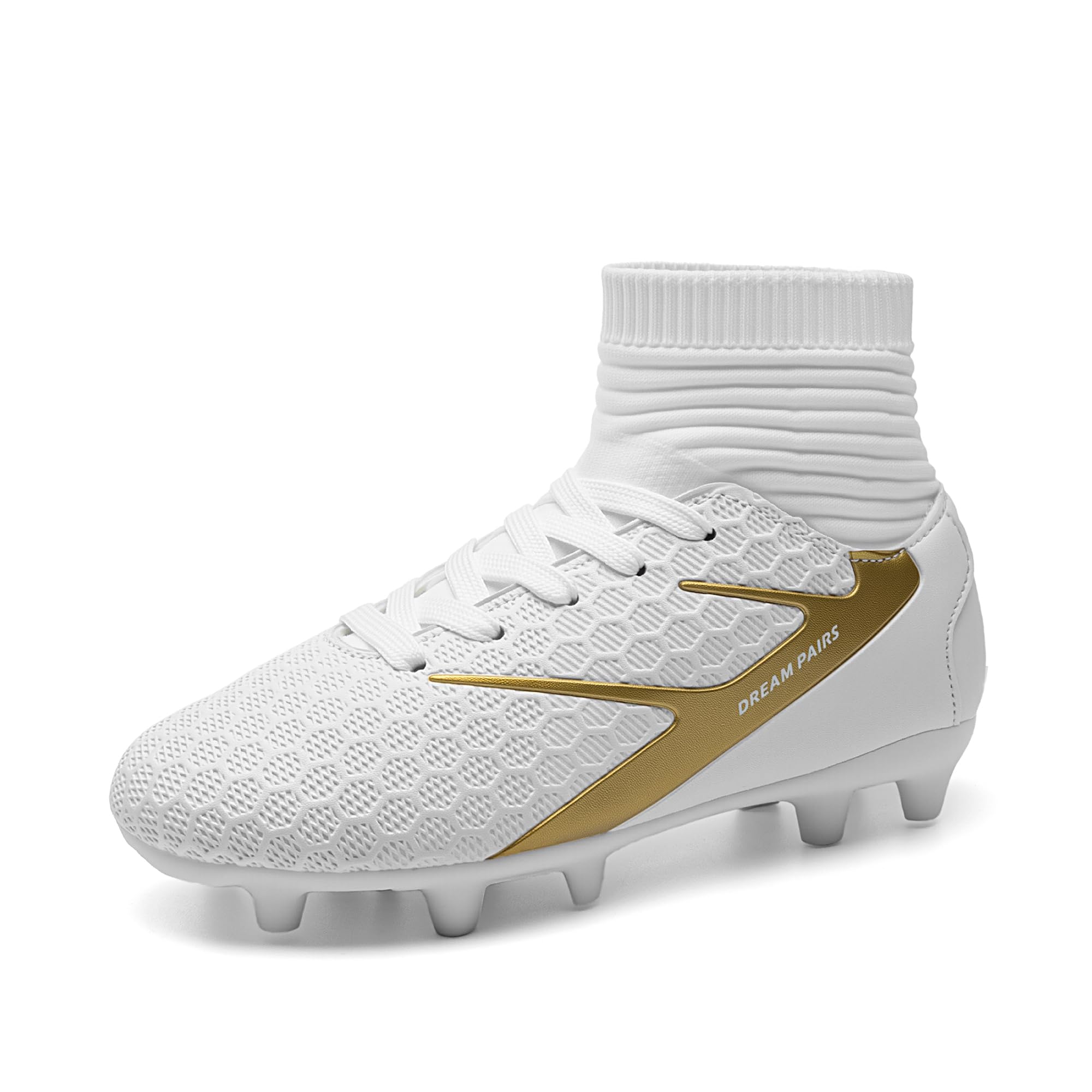 DREAM PAIRS Boys Girls Soccer Cleats Youth Firm Groud Outdoor Sport Athletic High Top Football Shoes for Little/Big Kid,Size 4 Big Kid,White,HZ19002K Image DREAM PAIRS Boys Girls Soccer Cleats Youth Firm Groud Outdoor Sport Athletic High Top Football Shoes for Little/Big Kid,Size 4 Big Kid,White,HZ19002K Image