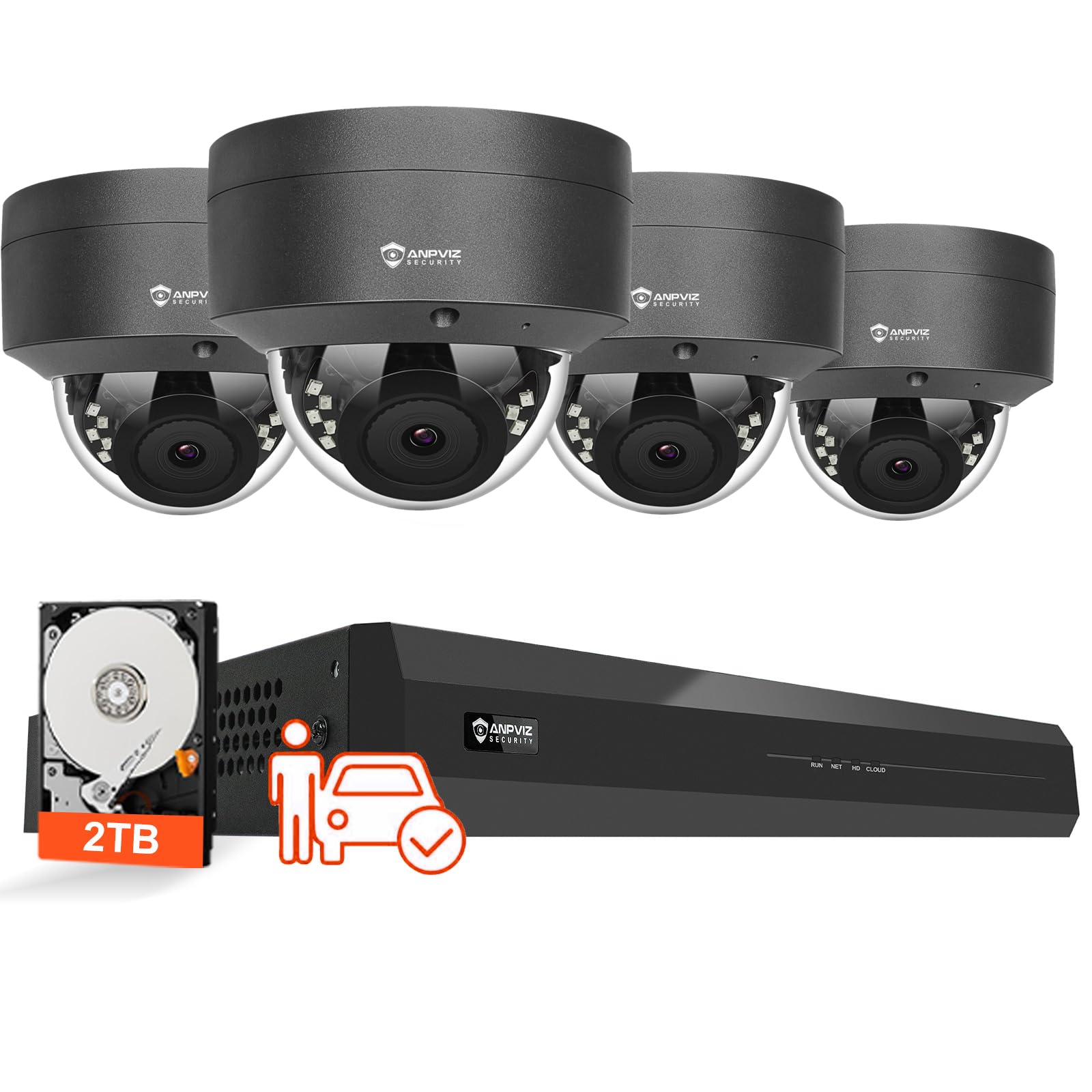 Anpviz 8 Channel 6MP PoE Security Camera System, 4pcs 6MP IK10 Vandalproof Dome IP Cameras, Human Vehicle Detection, 110° Wide Angle, 98ft Night Vision, 4K NVR with 2TB HDD, NDAA Compliant (U Series)