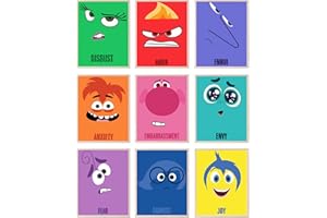 BigWig Prints Inside Out 2 Poster - Inside Out Party Decorations, Inside Out Characters Sadness Joy Fear Envy Embarrassment Anger Anxiety, Inside Out Classroom Decorations - Unframed Set of 9 (8x10”)