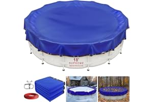 WLLEYAY 【New Upgrade】 Winter Pool Cover 18 ft Round for Above Ground Pools, Extra Thick Durable Above Ground Swimming Pool Protection Cover, Encryption Grommets,Cold and UV Resistant with Premium Winch,Cable