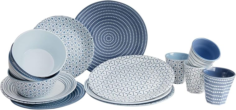 Melamin Geschirr Geschirrset 4 Personen Campinggeschirr Tafelservice 16