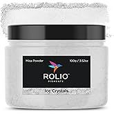Rolio Premium White Mica Powder - Ice Crystals (100G / 3.5 oz) - 1 Jar of White Pigment Powder for Epoxy Resin, Dye, Soap Making, Nail Polish, Paint, Candle Making, Bath Bombs, Slime