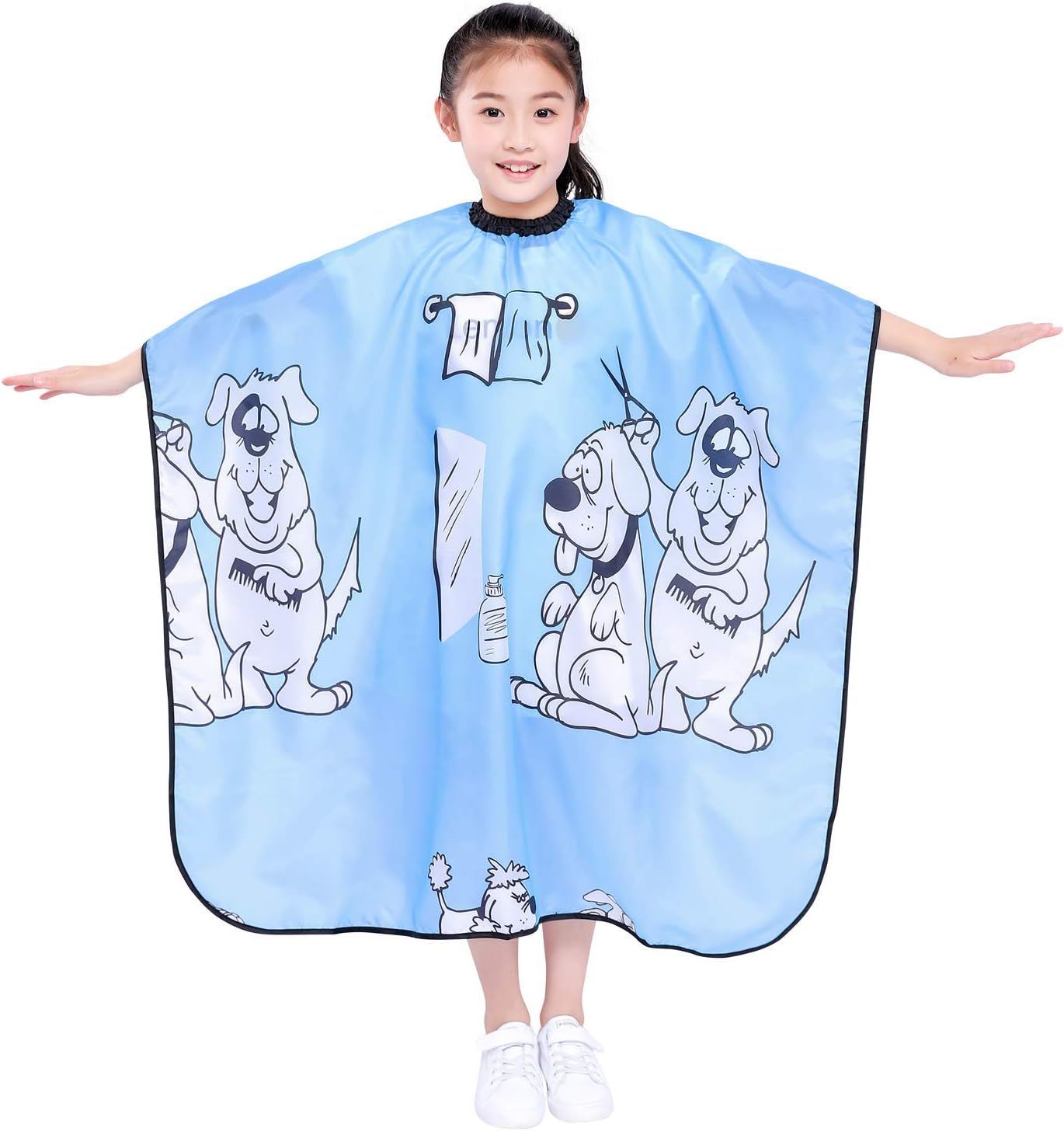 Kids Haircut Salon Cape, Hair Cutting Cape For Kid cloth, Child Shampoo Waterproof Capes 52"X 37" (Blue)