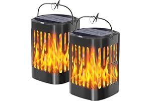 Bebrant Solar Lanterns Outdoor Waterproof, Flickering Flames Outdoor Solar Lights Hanging Lanterns Decoration Lighting for Table, Garden, Patio, Tree, Yard, Driveway (2 Pack)