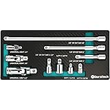 DURATECH Socket Accessory Kit, 3/8’’ Drive Extensions Bar, 1/4-Inch, 3/8-Inch & 1/2-Inch Drive Universal Joints, 10-Piece