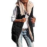 PRETTYGARDEN Womens 2026 Fall Reversible Long Vests Sleeveless Fleece Jacket Zip Up Hoodie Pockets Warm Coat Winter Clothing