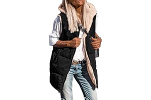 PRETTYGARDEN Womens 2025 Fall Reversible Long Vests Sleeveless Fleece Jacket Zip Up Hoodie Pockets Warm Coat Winter Clothing