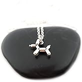 Sterling Silver Balloon Dog Charm Necklace – Dainty 3D Pendant, 18 Inch Chain, Handmade Gift for Her
