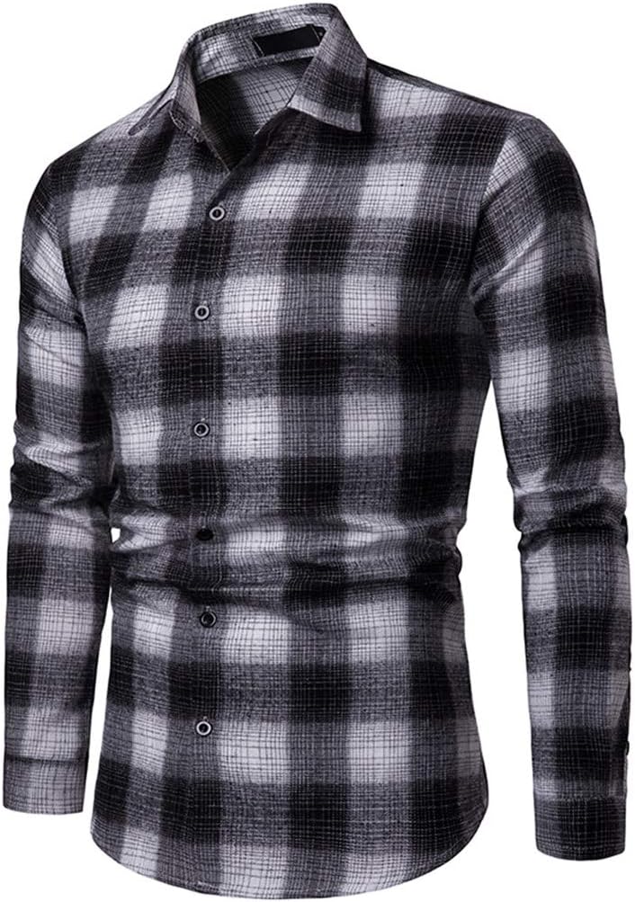Mens Classic Flannel Plaid Shirt Long Sleeve Checks Tee Lightweight Breathable Casual Travelling & Walking Top Blouse