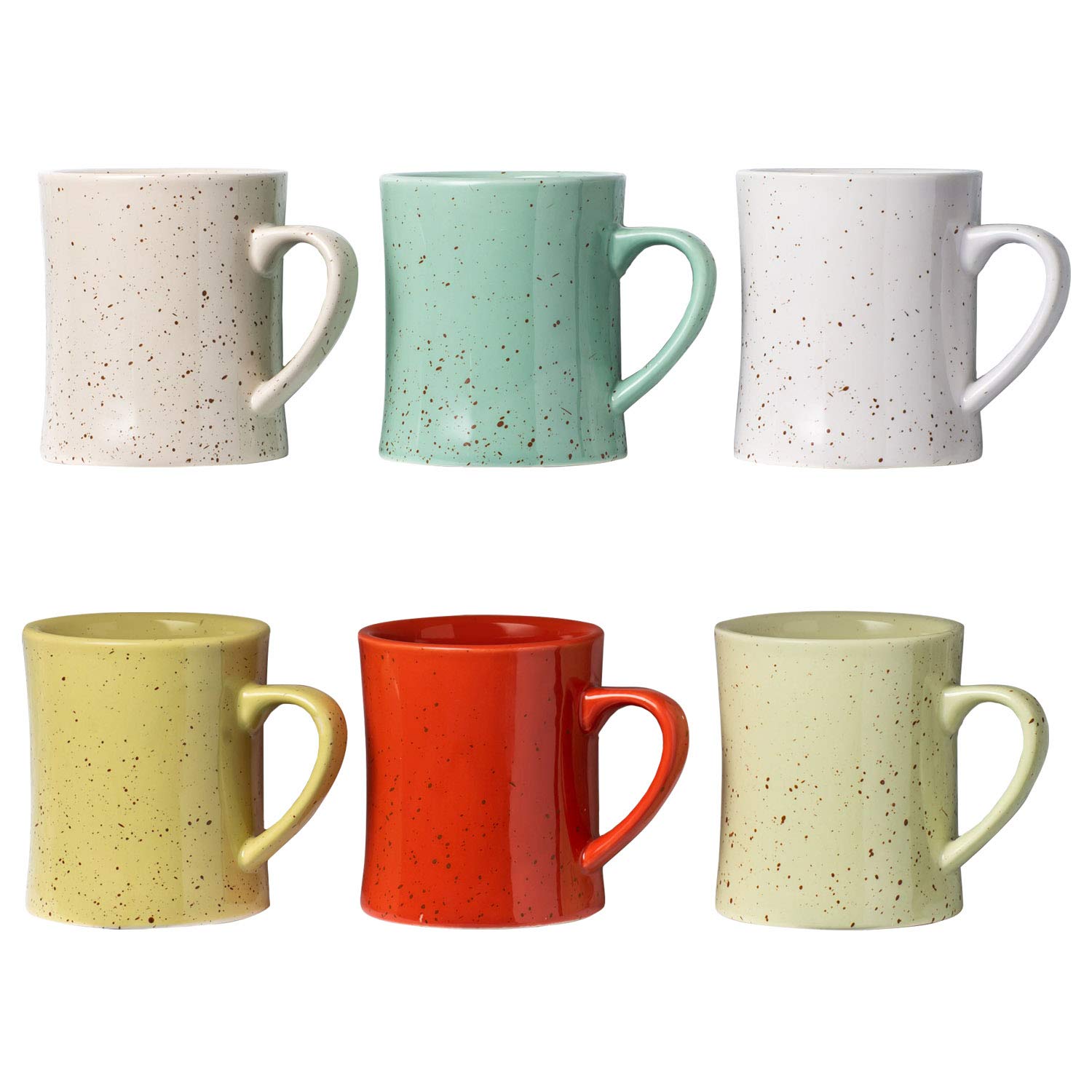 Photo 1 of Classic Old Fashioned Style Mugs - Set of 6 - Ceramic, Multicolor Mugs for Coffee, Tea and More - 15oz - Chip-Free Ceramic - Country/Farmhouse Decor
