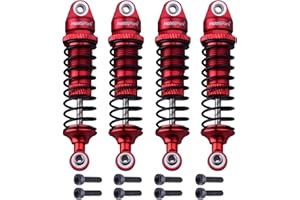 HobbyPark Aluminum Shocks Absorber Assembled (Front & Rear) Full Metal Dampers for Traxxas 1/18 LaTrax Teton Desert Prerunner, Replace Parts 7660 7665(4-Pack) (Red)