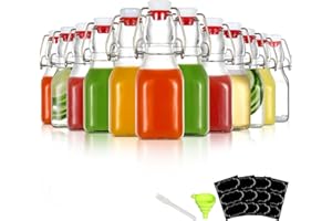 YEBODA 4oz Swing Top Glass Bottles,Small Flip Top Glass bottles with airtight Caps for Home Brewing,Kombucha,2nd Fermentation,Kefir,Beverages,Soda,Oils,Vinegar,Limoncello,Vanilla extract 12 Pack