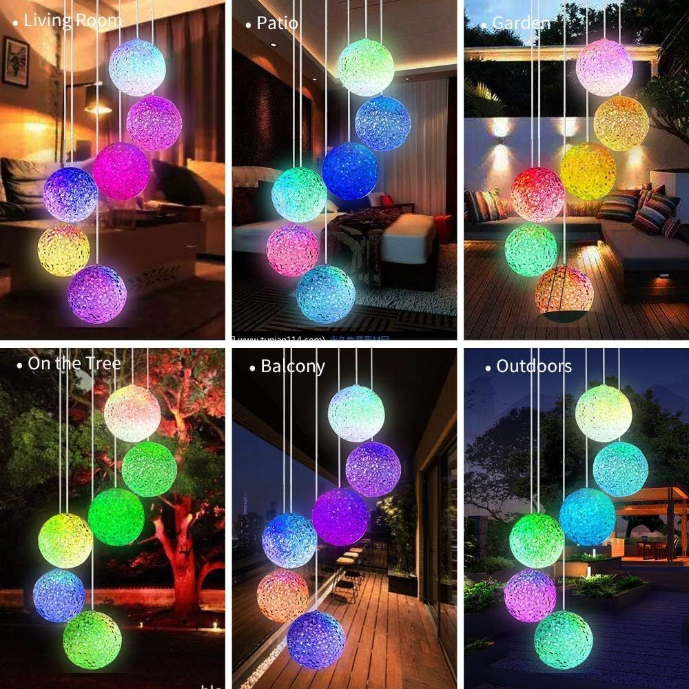 Wind chimes Color Changing Solar Power Wind Chime Crystal Ball Wind chimes Mobile Portable Waterproof Outdoor Decorative Romantic Wind Bell Light for Patio Yard Garden Home (2 pack Crystal Ball) : Garden & Outdoor