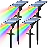 DINGLILIGHTING Solar Lights Outdoor Waterproof: IP65 Led Spot Light Decorations for Garden Yard - Multicolor RGB Solar Powered for Halloween Christmas - Dust to Dawn Uplighting Landscape Pathway 4PC