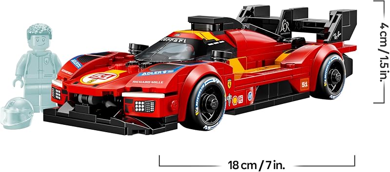 Speed Champions Ferrari 499P - Rennwagen Spielzeug - Mint Modellbau mit Fahrer Minifigur zum Sammeln - Motorsport Geschenk für Jungen ab 9 Jahren und Fans - 77261 — Foto 7 von 8