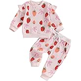 Mialoley Strawberry Clothes Baby Girl Sweater Set Long Sleeve Knit Top Pants Sweatsuit Toddler Strawberry Outfit Fall Winter