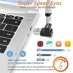 QIANRENON 90 Degree USB 3.1 Adapter USB A Male to