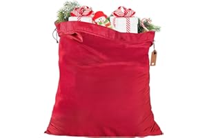 Shintop Christmas Gift Bag Drawstring, 28x32inch Extra Large Velvet Santa Sack Reusable Xmas Wrapping Pouch with Gift Tag for