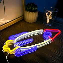 Rocket Neon Signs for Bedroom Decor, USB Powered