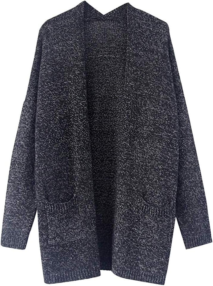 Women Winter V-Neck Pocket Solid Jacket Sweater Cardigan Long Loose Coat Sweaters to Wear Over Cardigan Sweaters