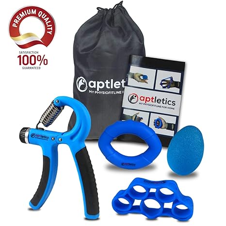 aptletics® 5-in-1 Handtrainer Set - 4 Innovative Fingertrainer + Handbuch zur Stärkung der Griffkraft - Unterarmtrainer & Fin