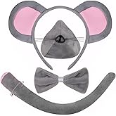 Komotu Pig Costume, Pig Ears Headband Tail Nose and Bow Tie- Animal Fancy Dress Kit Party Accessories for Halloween