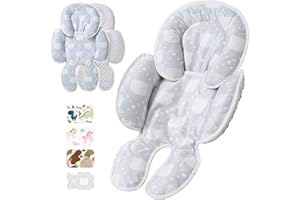 E1F1NN DOT Baby Car seat Head Support, 2-in-1 Infant Car Seat Insert for Newborn Girls Boys Extra Soft Baby Support Pillow Cushion for Carseats, Strollers, Swings and Bouncers