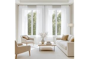 MIULEE White Sheer Curtains 84 Inches Long, 4 Panels Set, Light Filtering Rod Pocket Voile Drapes for Living Room and Bedroom, Airy Soft Fabric Window Treatments, 42 x 84 Inches