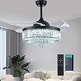 PAFRUMGE 36'' Dimmable Fandelier Crystal Chandelier