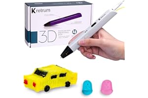 Kretrum Professional 3D Pen for Kids and Adults | 3D Drawing Pen with Finger Protector, Pen Hold, 1.75mm PLA Filament, Stenci