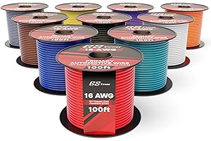 GS Power 1000ft CCA 16 Gauge Wire Automotive, 100ft Spool, 10 Colors, 16 AWG 12v Low Voltage, Speaker Electrical Wire Low Voltage Primary for Car Stereo Audio Trailer Harness Hookup Wiring LED DIY