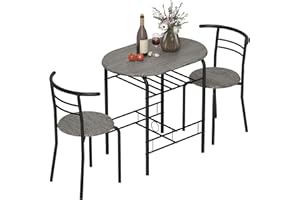 HOMCOM 3-Piece Dining Table Set, 31.5" Kitchen Table and Chairs Set for 2 with Storage Shelf, for Small Space, Dining Room, L