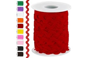 Swpeet 1 Roll 27 Yard Red Rick Rack Trim Ribbon Kit, Wave Sewing Bending Fringe Trim Lace Ribbon for Gift Wrapping Supplies Sewing Crafts Clothes Gift Wrapping Party